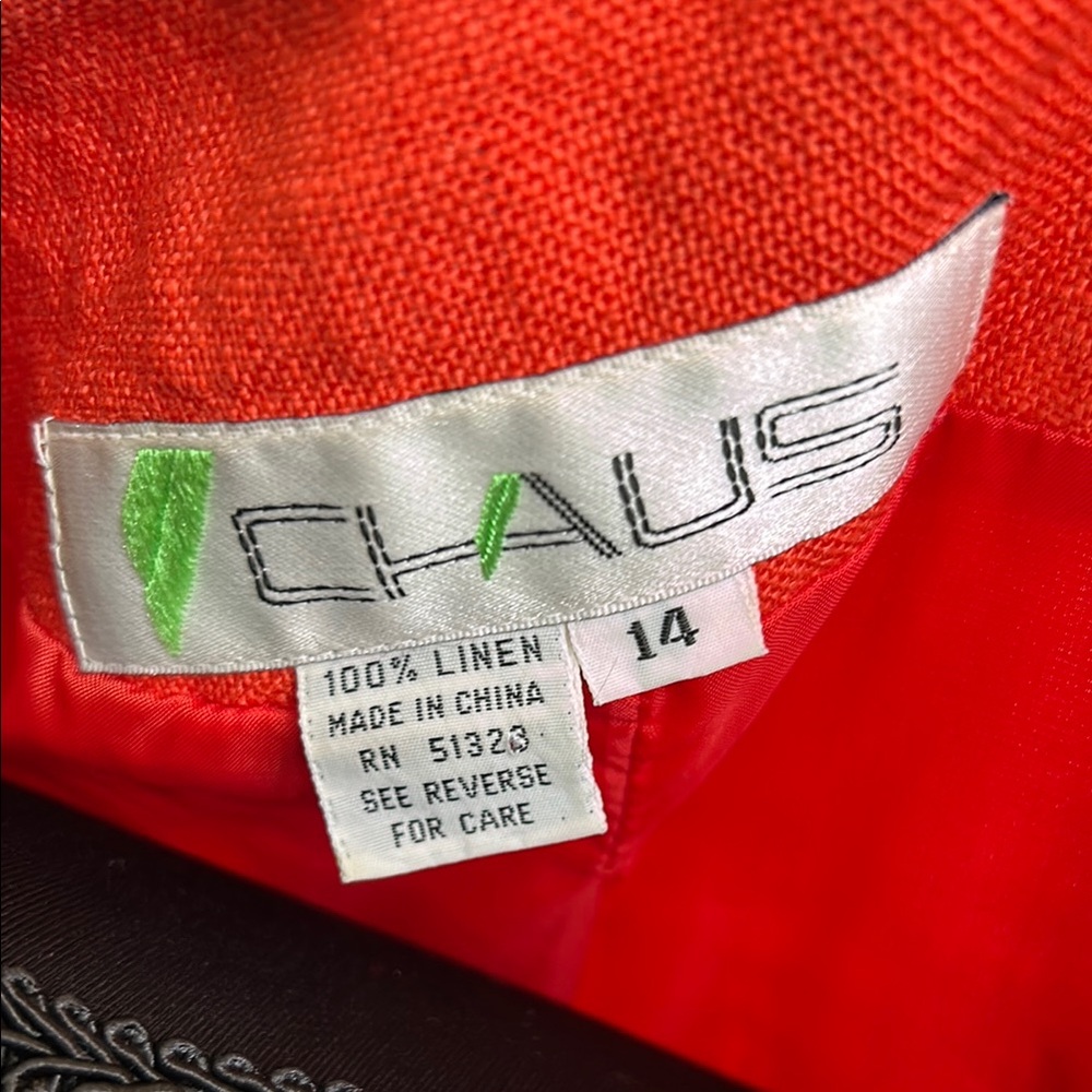 CHAUS LINEN Women's Orange button front Blazer - Picture 6 of 13